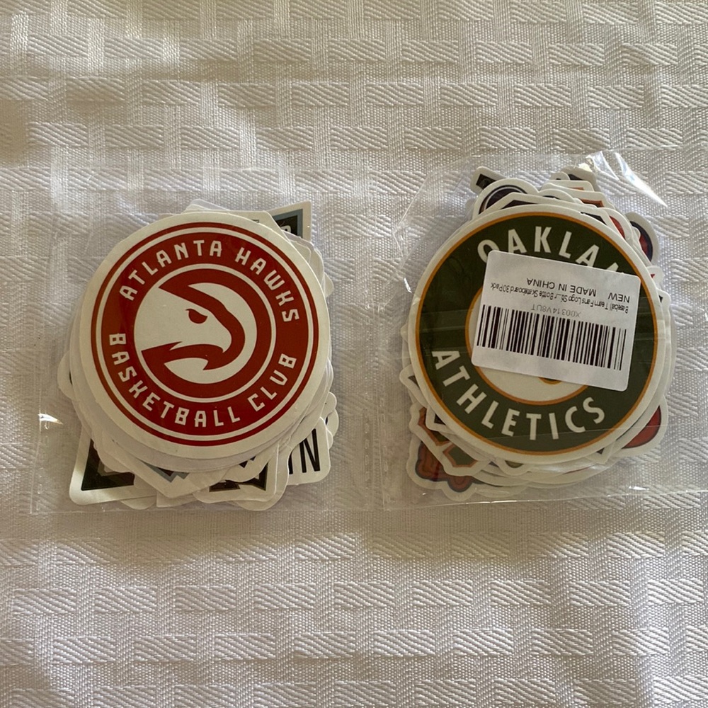Waterproof Vinyl NBA and MLB team logo stickers. NIB never opened. Every team.